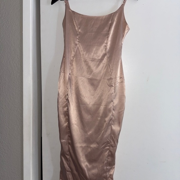 FashionNova Satin Blush Midi Dress - Picture 2 of 7